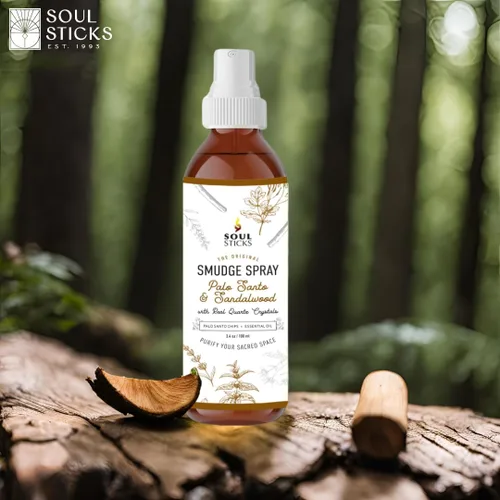 Vista 5 de SOUL STICKS Spray de Palo Santo y Sándalo para Limpieza y Energía Negativa Spray de Palo Santo 3.5oz con Cristales de Cuarzo Reales Spray