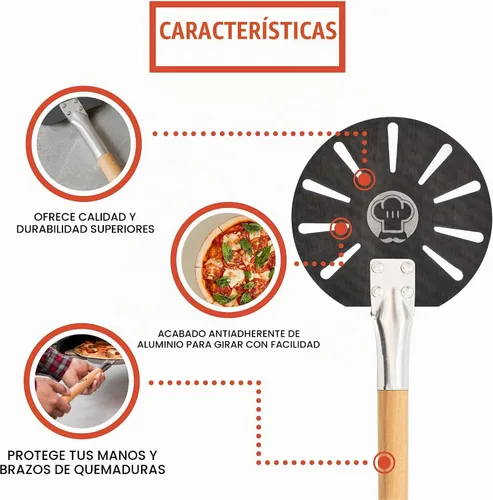 Vista 3 de Chef Pomodoro Girador de cáscara de torneado de pizza de 7 pulgadas, mango