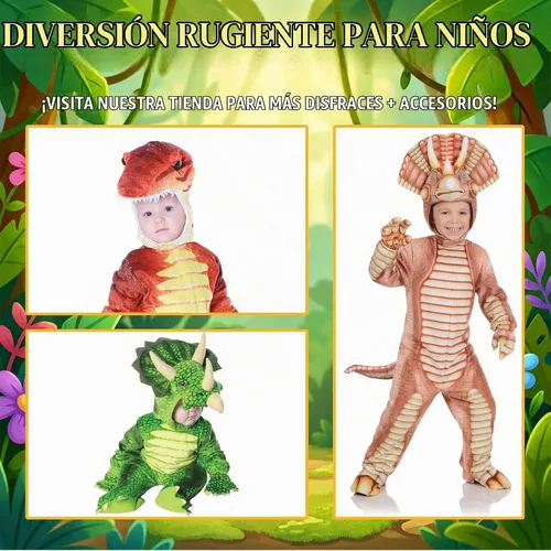 Vista 5 de UNDERWRAPS Disfraz unisex para niños con estampado T-rex verde