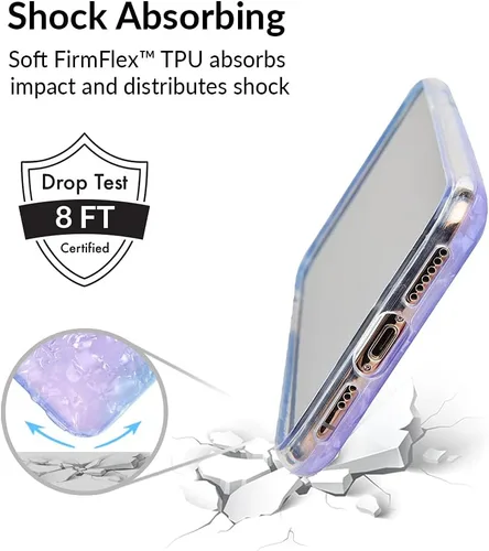 Vista 4 de VELVET CAVIAR Funda brillante iridiscente para iPhone 8 Plus/iPhone 7 Plus, funda protectora estética para mujer (cuarzo ópalo azul)