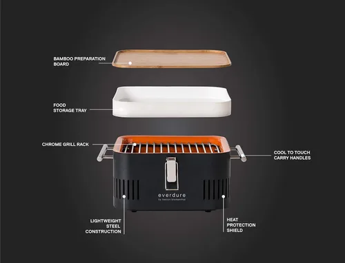 Vista 3 de Everdure CUBE - Parrilla de carbón portátil + bolsa de transporte Parrilla portátil de barbacoa de mesa