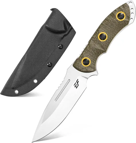 Vista 7 de Eafengrow EF139 Cuchillo de hoja fija, hoja de acero de 60.6 in, mango Micarta con espiga completa, herramienta EDC cuchillo recto para trabajar