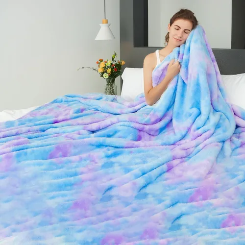 Vista 10 de MUGD Manta rosa para cama, manta de forro polar rosa claro, mantas suaves para mujeres y niñas, bonita decoración del hogar B-bean Rosa