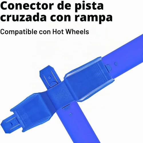 Vista 2 de Conectores de pista de carreras de forma cruzada con rampa compatibles con Piezas constructoras de pistas, pista de salto