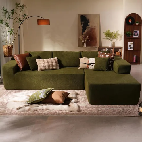 Vista 69 de HOOOWOOO Cloud - Sofás seccionales para sala de estar, sofá modular sin montaje, 110 x 79 pulgadas, de pana afelpada, juego de sofá grande