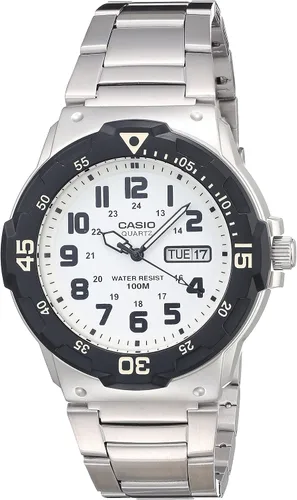 Vista 3 de Casio MRW200H Series Unisex Analog Watch 100M WR Stainless Steel Case Resin Band 2 Hand Analog (HR, Min, SEC) Date Display Screw Down