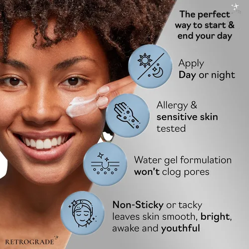Vista 3 de Retrograde Skin Care Hydra - Crema de gel de agua ultra hidratante con ácido hialurónico para piel seca, sin aceite, loción facial no comedogénica