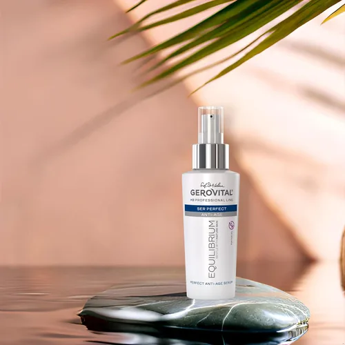 Vista 5 de Gerovital EQUILIBRIUM Perfect Anti-Aging Serum with Peptide 5% Tratamiento Intensivo para Piel Madura, Seca y Arrugada Producto Profesional, 3.4