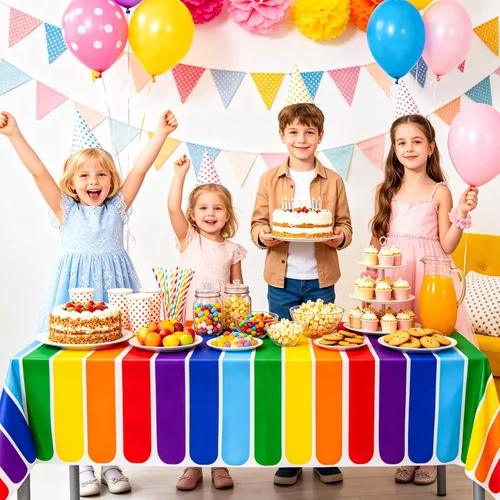 Vista 4 de PHOGARY Paquete de 3 manteles con temática de arco iris para decoración de fiestas, manteles rectangulares de plástico desechables, mantel de fiesta