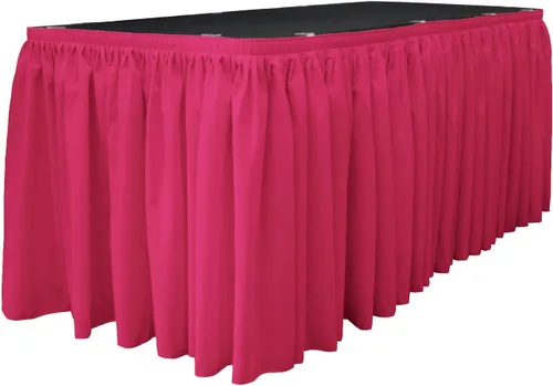 Vista 54 de LA Linen Falda de mesa de popelina de poliéster para mesas rectangulares, tela plisada para banquetes de boda, 14 pies por 29 pulgadas de largo
