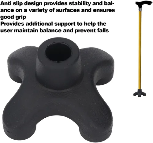 Vista 4 de Quad Cane Tips for Stability 4 Prong Self Standing Non Slip Rubber Base Replacement Foot 19mm Threaded Walking Canes,Duty ABS