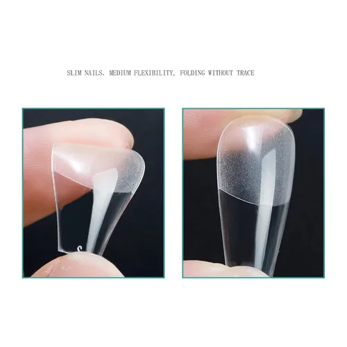 Vista 4 de Puntas de uñas en forma de almendra para uñas acrílicas, profesionales, 500 unidades, uñas postizas transparentes mate, uñas postizas francesas