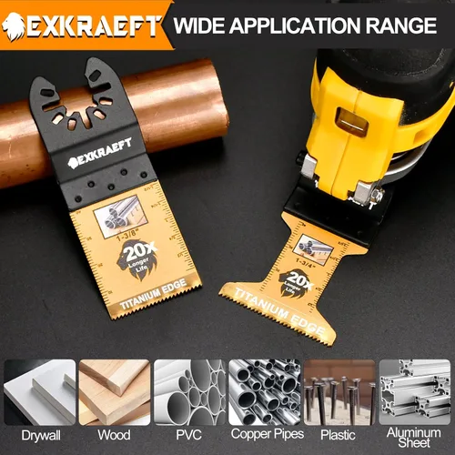 Vista 6 de Juego de 26 cuchillas oscilantes para herramientas oscilantes, de titanio, para madera, plástico, metal, bimetálicas, para Dewalt Milwaukee Ryobi