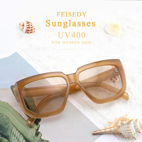 Vista 5 de FEISEDY B2717 - Gafas de sol cuadradas retro para mujer