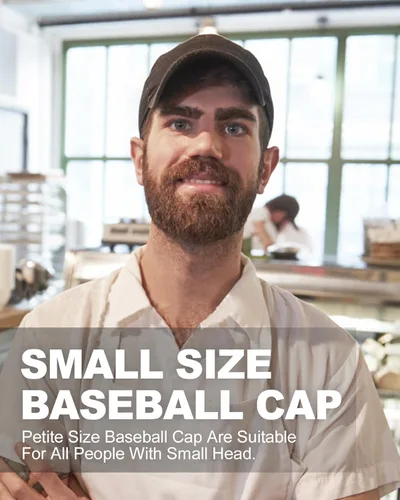 Vista 6 de Zylio Gorra de béisbol de mezclilla lavada pequeña, sombrero de papá teñido con pigmentos, gorra deportiva de perfil bajo de tamaño pequeño