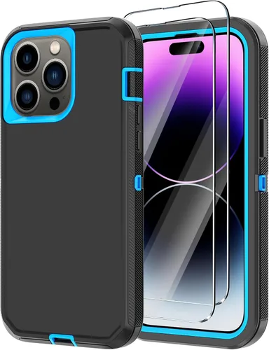 Vista 14 de Funda para iPhone 14 Pro Max con 2 protectores de pantalla, resistente de servicio pesado a prueba de golpes, protección contra caídas, resistente