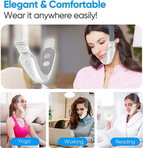 Vista 6 de Máquina reductora de mentón doble, masajeador facial de línea V, masajeador facial de moldeo portátil con luz azul para mejorar el contorno facial