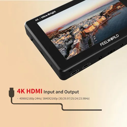 Vista 6 de FEELWORLD LUT7 7 Pulgadas 2200nits Campo DSLR Monitor Ultra Brillante Pantalla Táctil 4K HDMI Soporte 3D LUT, Forma de Onda Ayuda Creadores Al Aire