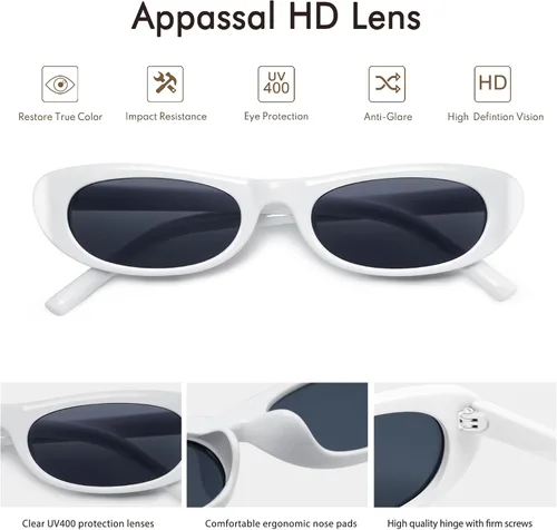 Vista 4 de Gafas de sol ovaladas retro para mujer y hombre, estilo vintage, rectangulares, estrechas, AP3694