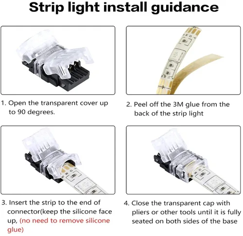 Vista 5 de SUPERNIGHT Conector LED de 4 pines RGB Cables divisores de extensión Tira a cable Conexión rápida sin pelar, Conector en forma de T Conector macho