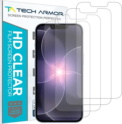 Vista 8 de Tech Armor Protector de pantalla para iPhone de 6.1 pulgadas, película transparente HD, máxima protección de pantalla, claridad cristalina, fácil