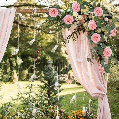 Vista 6 de Winlyn 50 rosas rosas rosas de tacto real con tallos y hojas de seda, flores artificiales a granel para bodas, centros de mesa, arreglos florales