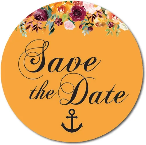 Vista 15 de Darling Souvenir 45 piezas amarillo redondo floral & Anchor Save the Date pegatinas DIY sobre Sellos - 1.6 pulgadas