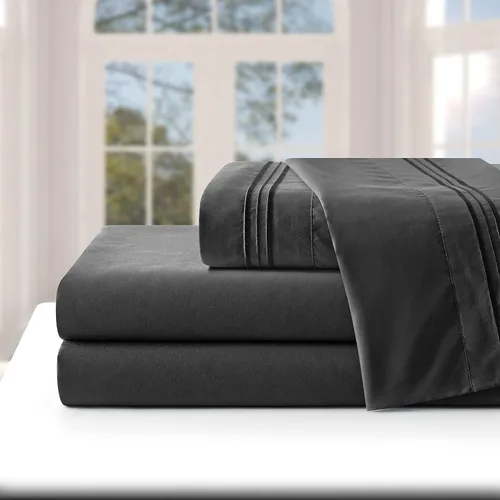 Vista 107 de Manyshofu Juego de sábanas de tamaño individual con bolsillos extra profundos, sábanas y fundas de almohada de 1800 hilos de lujo para hotel, juego