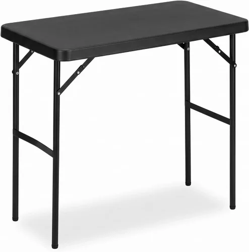 Vista 10 de Mesa plegable rectangular de 3 pies para todas las ocasiones, mesa plegable con mesa de polietileno de alta densidad y patas de acero, mesa plegable
