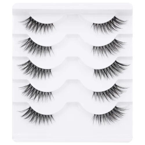 Vista 7 de Pestañas postizas de zanlufly, de aspecto natural, de media longitud, de visón, pestañas postizas de ojo de gato, banda invisible ligera