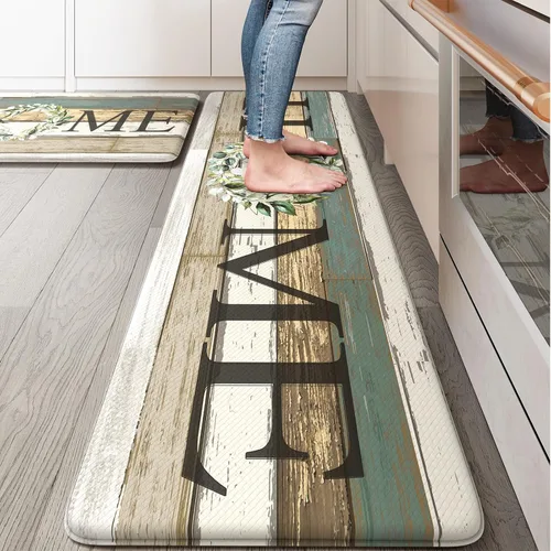 Vista 16 de KIMODE - Alfombra de cocina antifatiga para el piso, de 17.3 x 29 pulgadas, alfombra de cocina de estilo rústico, antideslizante, acolchada