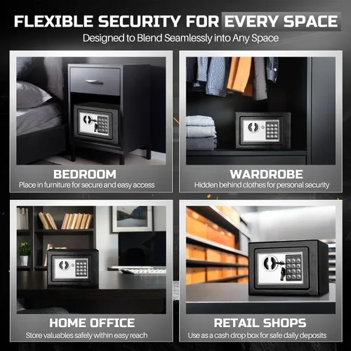 Vista 7 de Flexzion Caja Fuerte Electrónica de Depósito con Cerradura de Combinación Digital - Caja Fuerte para Efectivo para Gabinetes, Seguridad del Hogar