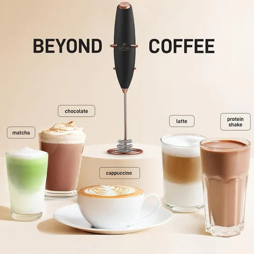 Vista 321 de Zulay Milk Boss Espumador de leche potente manual, hace espuma para latte, batidor para mezclar bebidas, café, miniespumador para capuchino, frappé