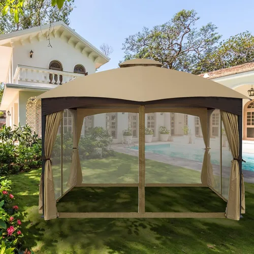 Vista 9 de Wonwon Gazebo Mosquitera de Repuesto Universal para Exteriores Toldo de 4 Paneles de Paredes de Malla con Cremallera para Gazebo de 10' x 10