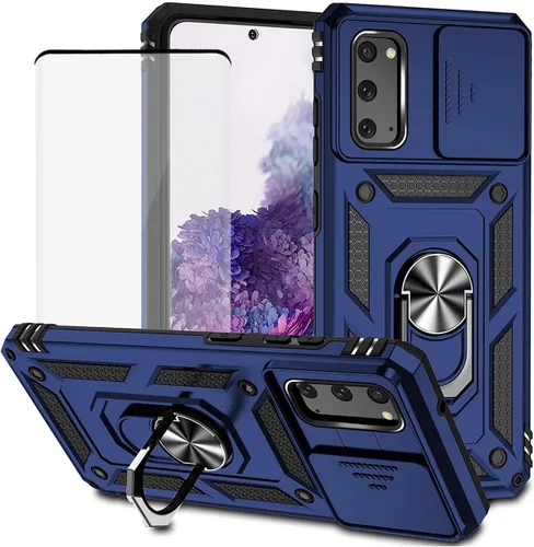 Vista 13 de Funda para Galaxy S20 5G, Samsung S20 SM-G981U con protector de pantalla de vidrio templado y cubierta de cámara deslizante, anillo magnético