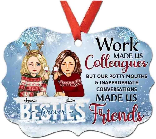 Vista 30 de Adorno personalizado con texto en inglés «Best Friend are Hard to Find Because The Very Best is Already Mine», adorno de Navidad personalizado 2023