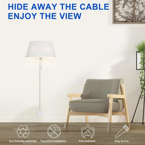 Vista 3 de Ocultacables de Pared para Un Cable, Cubiertas de Cable de Pared de 136 pulgadas, Kit de Cubierta de Cable de Instalación Fácil, Canaleta de Cables