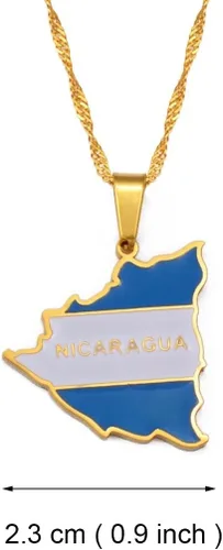 Vista 2 de Nicaragua - Accesorios de joyería para mujeres, hombres, niños, niñas, con colgante de bandera de mapa de Nicaragua, collares para mujeres, dijes