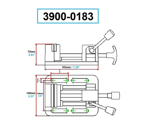 Vista 2 de HHIP 3900-0183 Pro-Series prensa de perforación de hierro de alta calidad de deslizamiento rápido, mordaza de 3" de ancho x 1.25" de profundidad