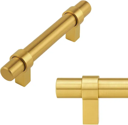 Vista 13 de Modket Paquete de 1 manija estilo barra europea de oro cepillado para gabinete de acero inoxidable 304 de 2 pulgadas