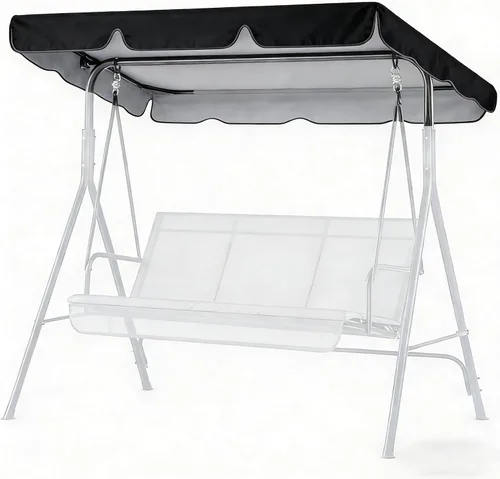 Vista 7 de Cubierta de repuesto para toldo de columpio de patio, resistente al agua, protección UV, 2 plazas, para porche, jardín, cubierta superior de Beige