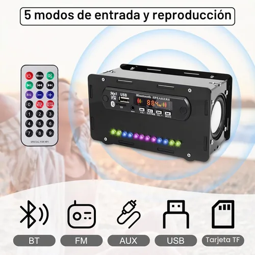 Vista 5 de Kit de altavoces DIY compatible con Bluetooth, kit de práctica de soldadura de radio FM DIY USB amplificador de sonido para el hogar control remoto