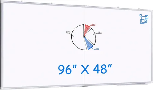 Vista 9 de Pizarra blanca magnética de borrado en seco para pared, 48 x 46 pulgadas (4 pies x 3 pies), pizarra blanca portátil plegable con una bandeja larga