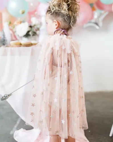 Vista 3 de Twopumpkin Disfraces de Halloween para niñas pequeñas, capa brillante de la bruja Fariy, capa con purpurina, disfraz para fiesta de princesa