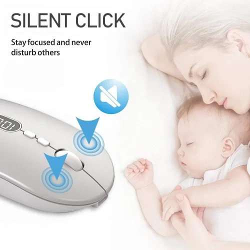 Vista 7 de MAGIC-REFINER X1 - Mouse inalámbrico para computadora portátil con nivel de batería visible, mouse USB ultradelgado portátil de 2.4G, clic