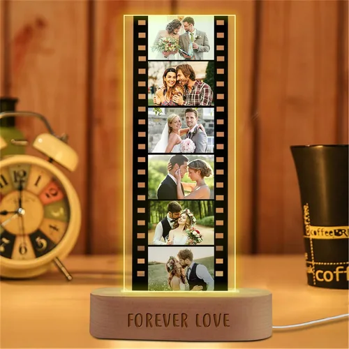 Vista 2 de Tira de fotos personalizada con marco de fotos de 1 a 6 imágenes, marco de fotos personalizado, adornos de cámara de memoria acrílica, rollo