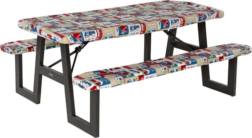 Vista 2 de Lippert Juego de manteles de vinilo para camping y picnic con material 100% PEVA, tela impermeable y resistente a las manchas