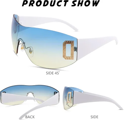 Vista 3 de gentlemaker Trendy Rimless Y2K Sunglasses for Women Men,Wrap Around Stylish Shield Frameless Sunglasses
