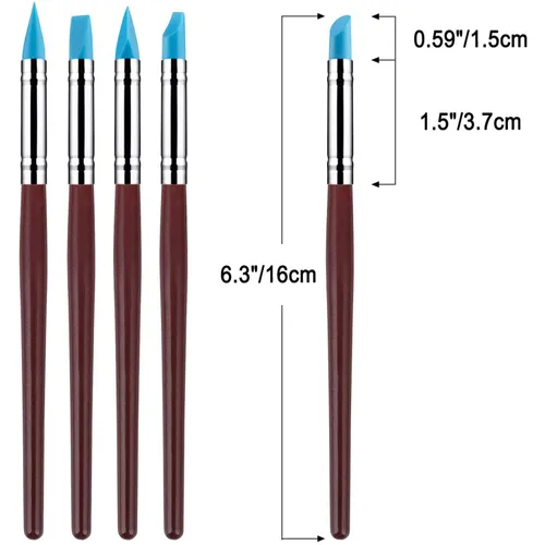 Vista 2 de 10 Uds. Blue Dental Resina Pinceles, Herramienta de Escultura de Arcilla de Silicona Herramienta de Modelado Dotting Tool