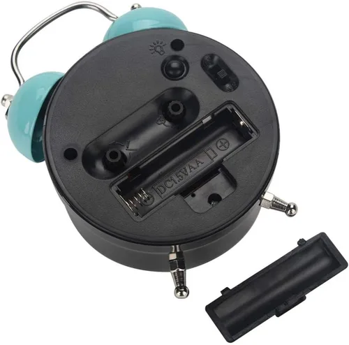 Vista 6 de Boquite Reloj despertador, reloj despertador mecánico, doble reloj despertador mecánico ultra silencioso movimiento de cuarzo mesa de escritorio